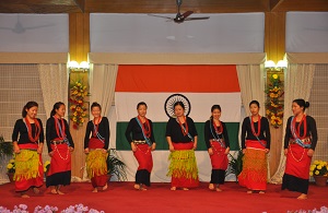 Presenting cultural programme in the Darbar Hall at Raj Bhavan Itanagar on 30th January 2017.